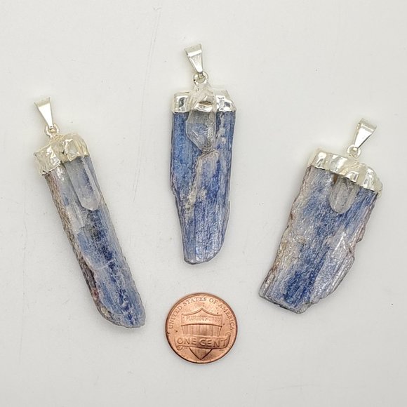 Blue Kyanite Pendants with Quartz Crystal Accent - Picture 1 of 2